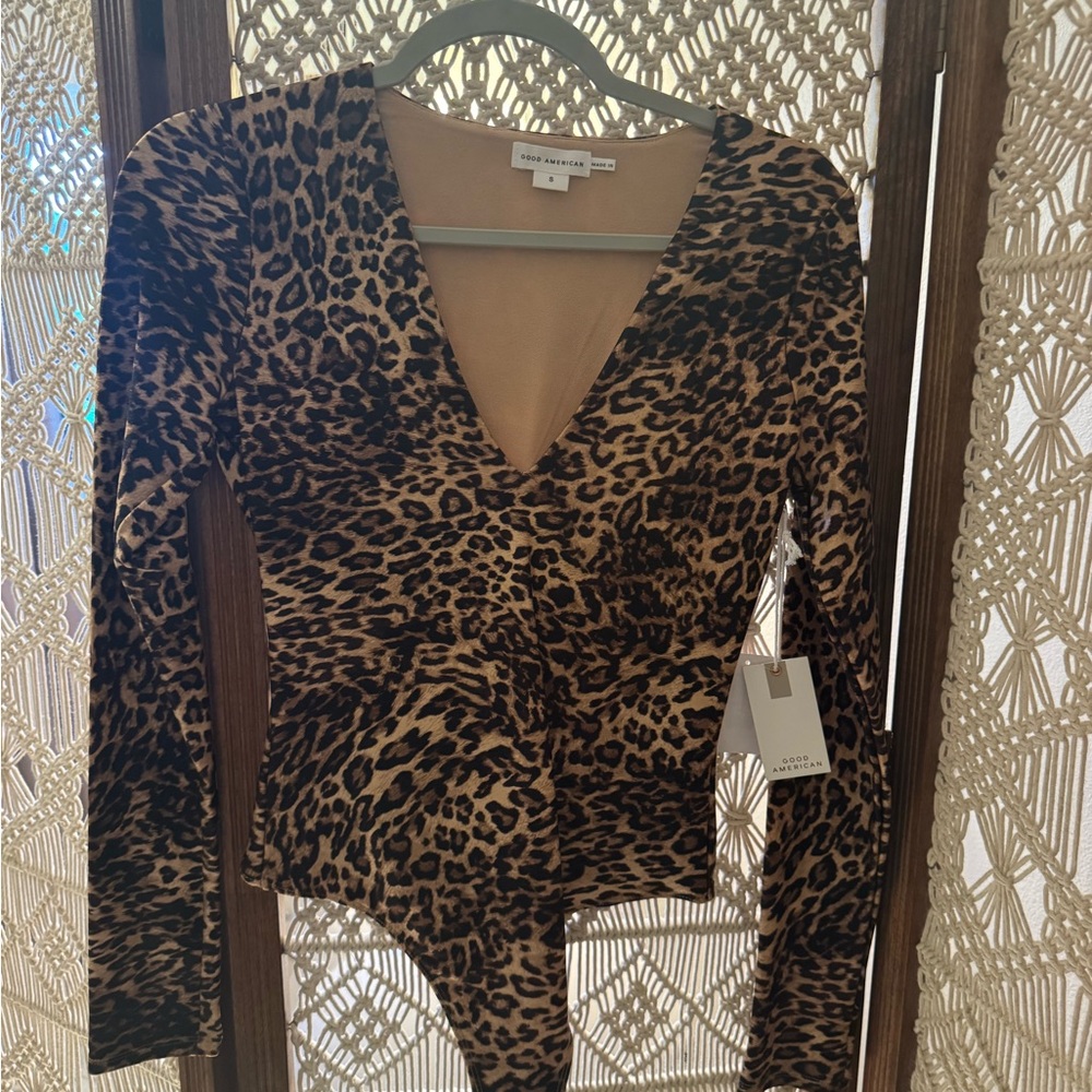 Good American Animal Print V-Neck Bodysuit